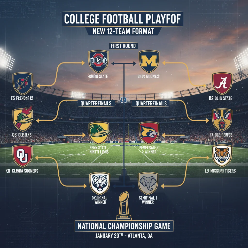 Visual representation of the new 12-team college football playoff bracket