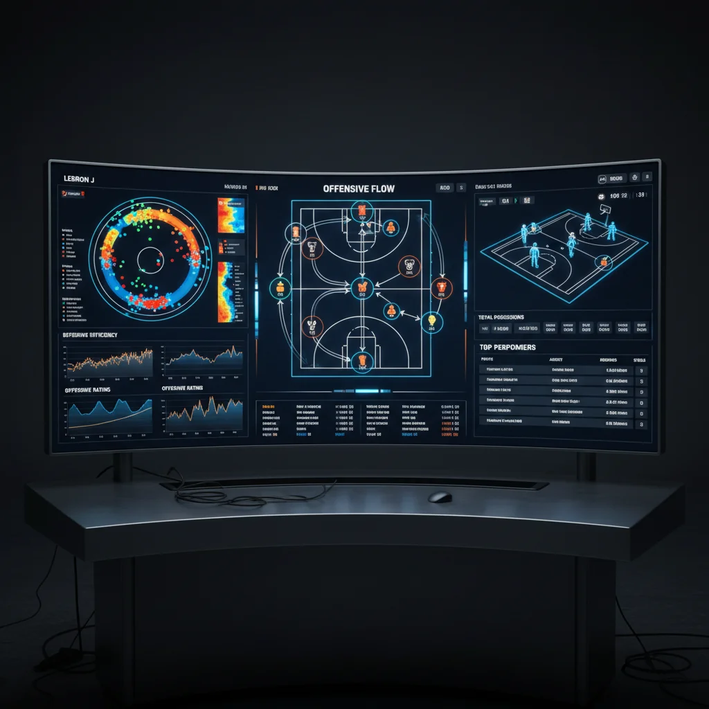 Advanced basketball analytics dashboard with player tracking and shot charts