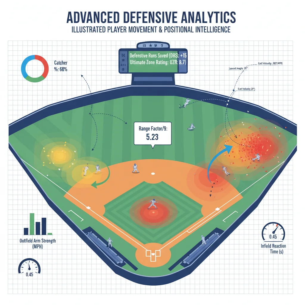 Infographic of baseball field with defensive metrics