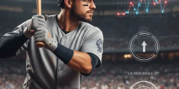 Baseball player at bat with data overlay, advanced scouting insights