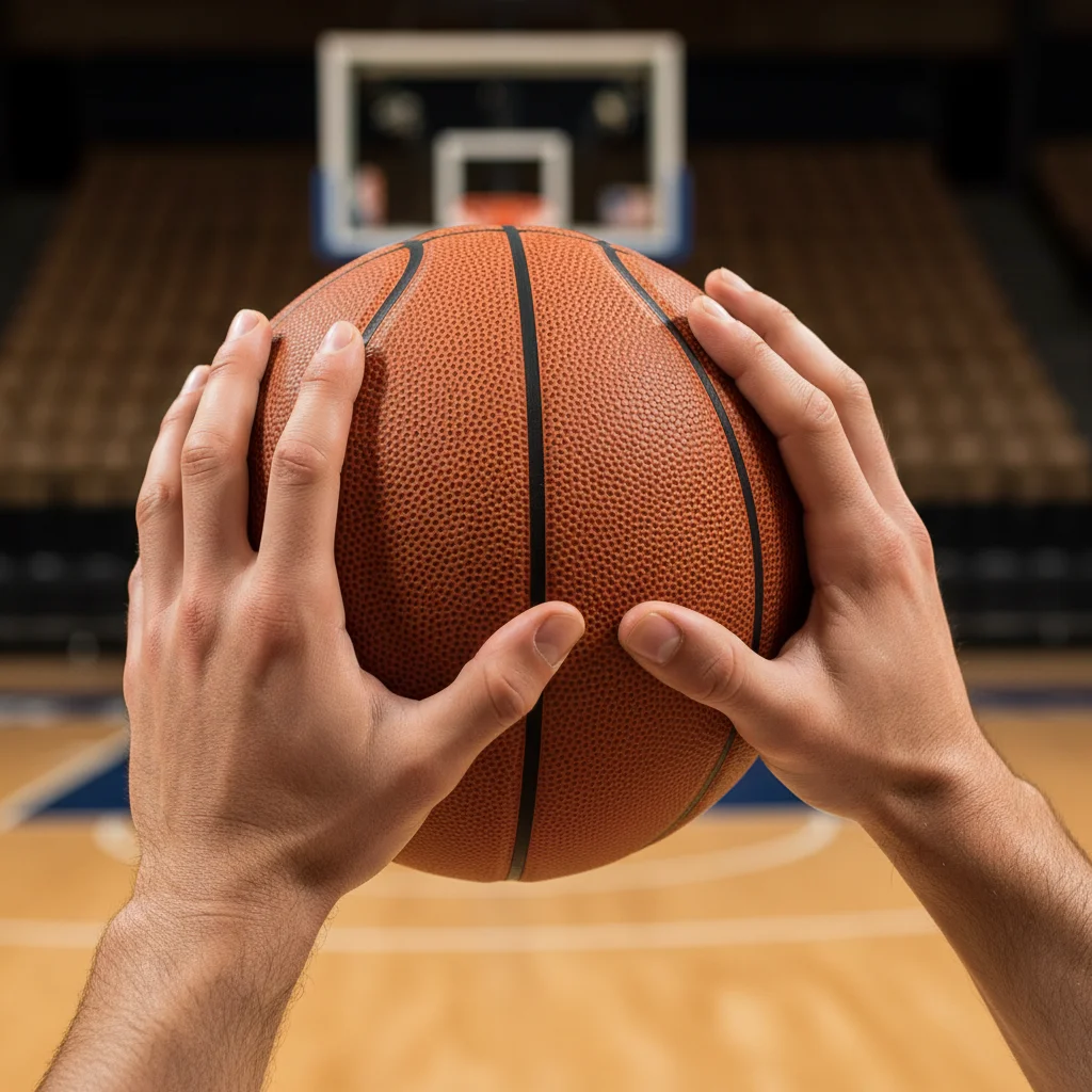 Proper hand placement on basketball for free throw