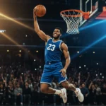Boost Your Vertical Leap by 3 Inches: Basketball Training Basketball player soaring for a dunk, demonstrating an impressive vertical leap