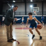 Basketball Scouting Secrets: Identifying Future Stars Basketball scout observing young player's potential on court