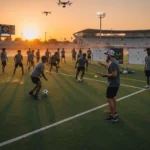 New Coaching Strategies Boost Offensive Production Coach explaining new offensive strategies to a sports team on the field.