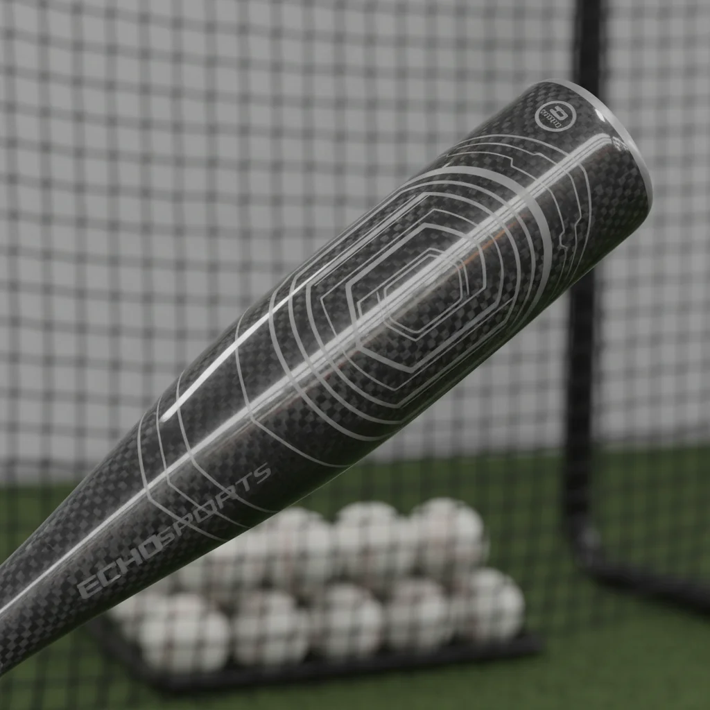 Close-up of advanced composite baseball bat barrel technology