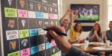 Strategic fantasy football draft board with player names