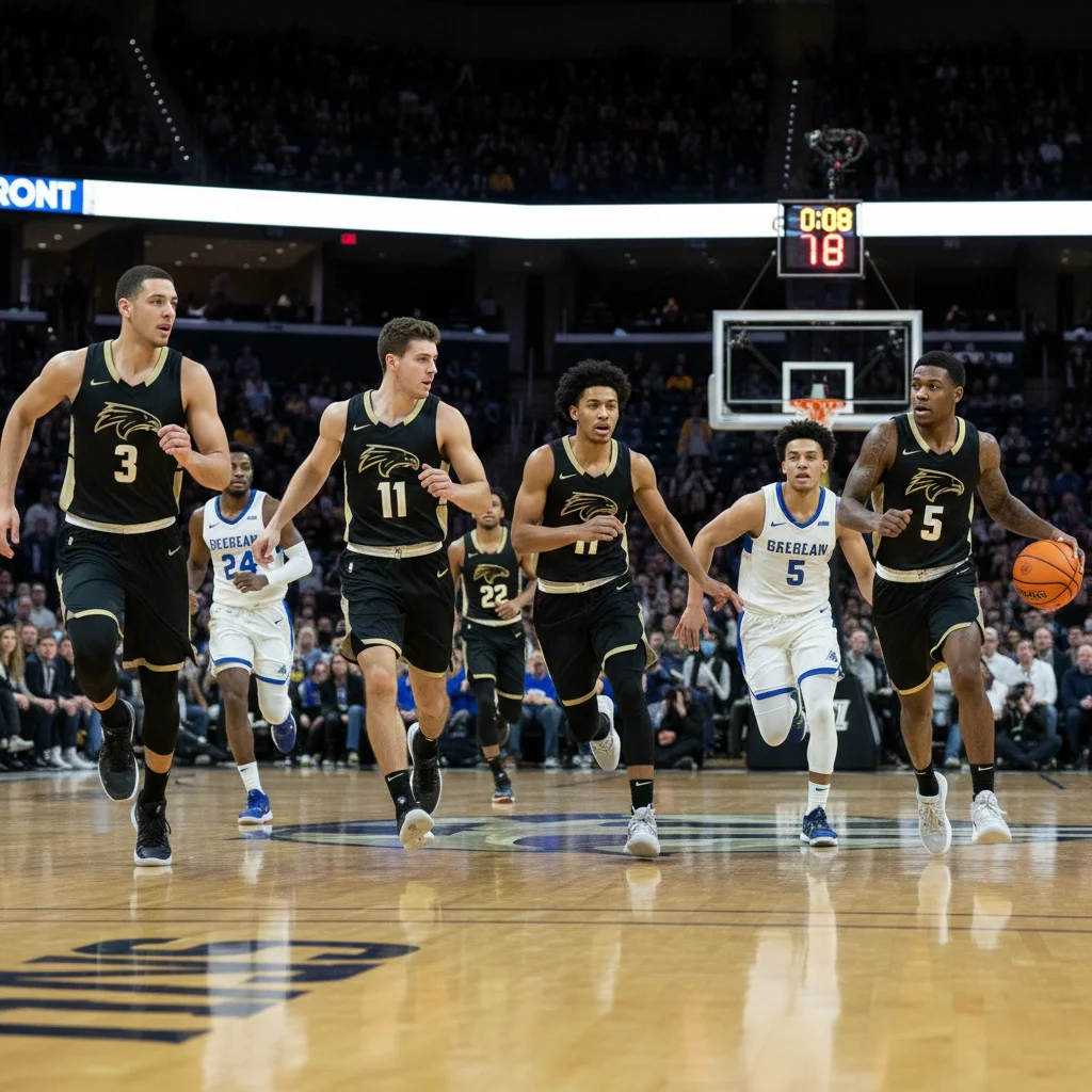 Basketball team rapidly transitioning to defense after an offensive play