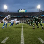New Football Rules: Offensive Strategy Shifts Explained Professional football offensive line ready for snap under new rules