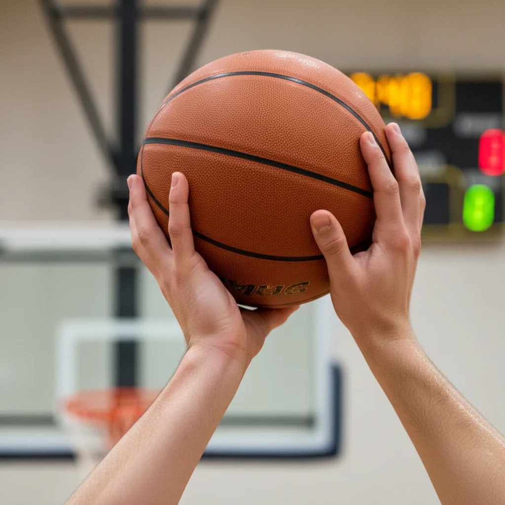 Proper hand placement for basketball free throw