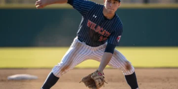 Baseball infielder poised for quick reaction during spring training