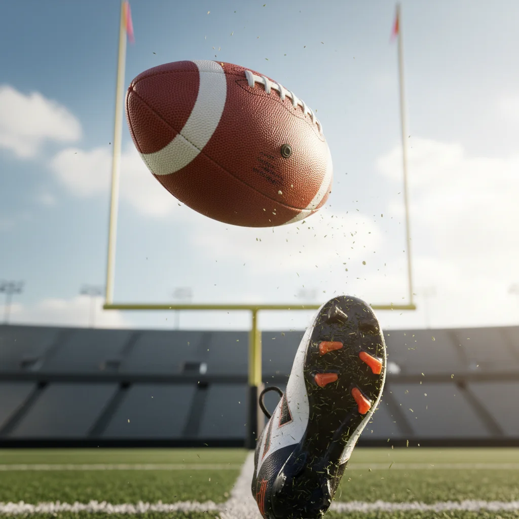 Football kicker making precise contact for a field goal