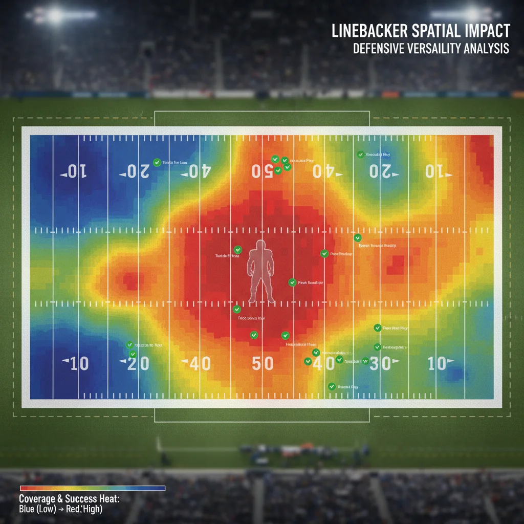Heat map showing linebacker coverage and play success zones