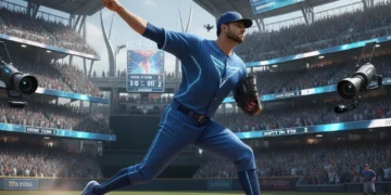 MLB pitcher delivering a fastball, showcasing advanced pitching technique