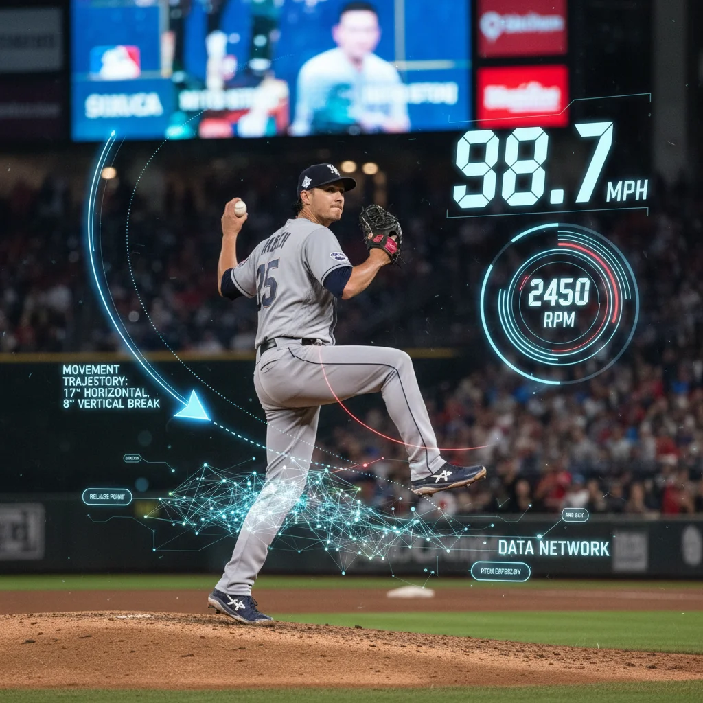 MLB pitcher with advanced pitching analytics visualizations