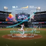 MLB Player Evaluation: Beyond the Box Score Metrics Advanced MLB player evaluation analytics overlaying a baseball game