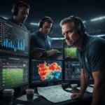NFL Defensive Analytics: Reshaping Strategies & Boosting Performance NFL defensive coordinator analyzing advanced analytics data on multiple screens during a game.