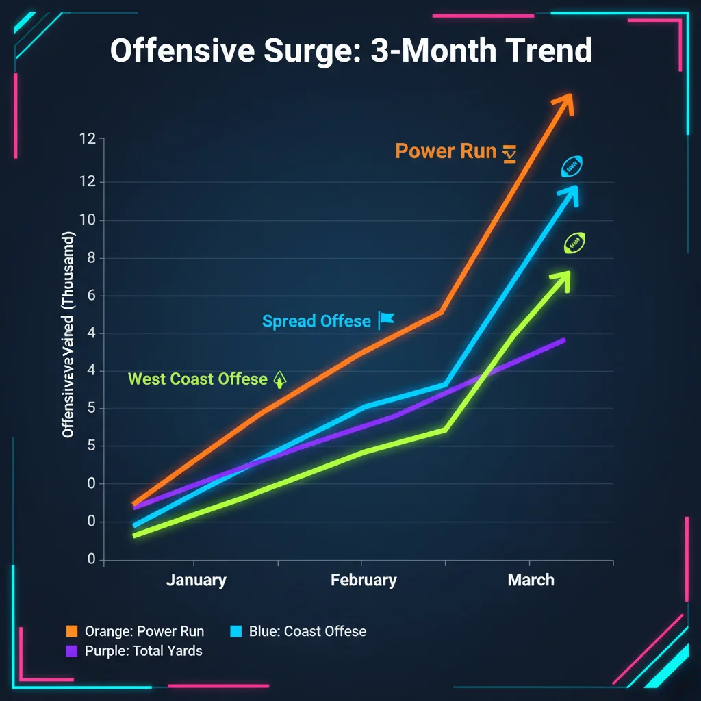 Chart depicting increased offensive production after new coaching implementation.