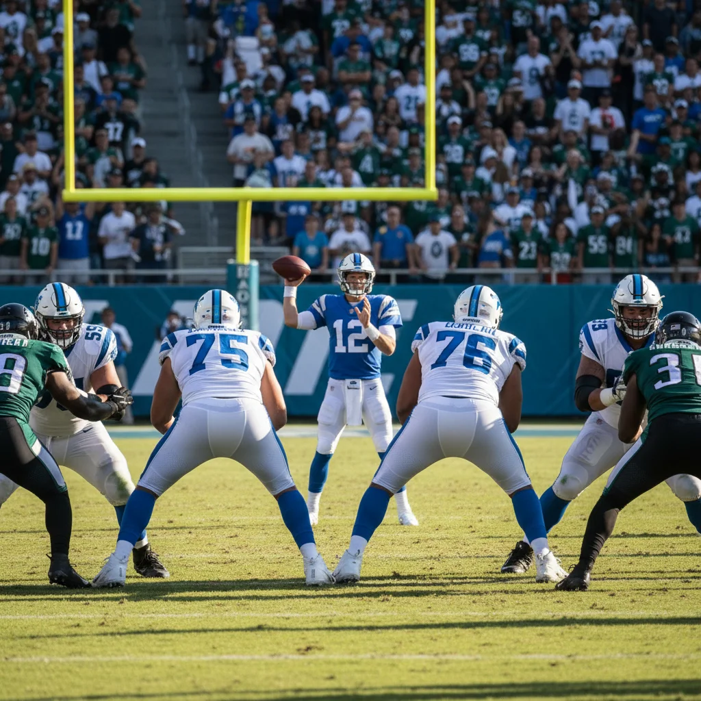 Quarterback protected by offensive line in a pass protection scheme