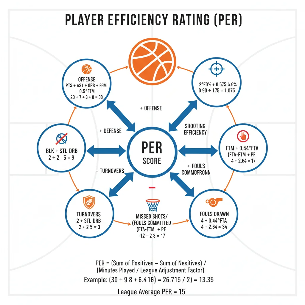 Infographic explaining Player Efficiency Rating (PER) calculation