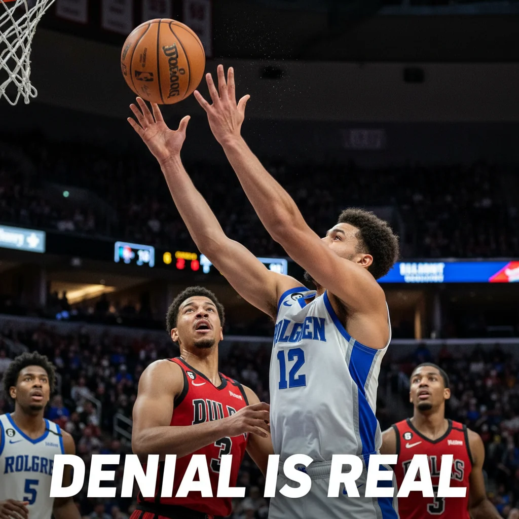 Basketball player making a crucial defensive block, showing their impact.