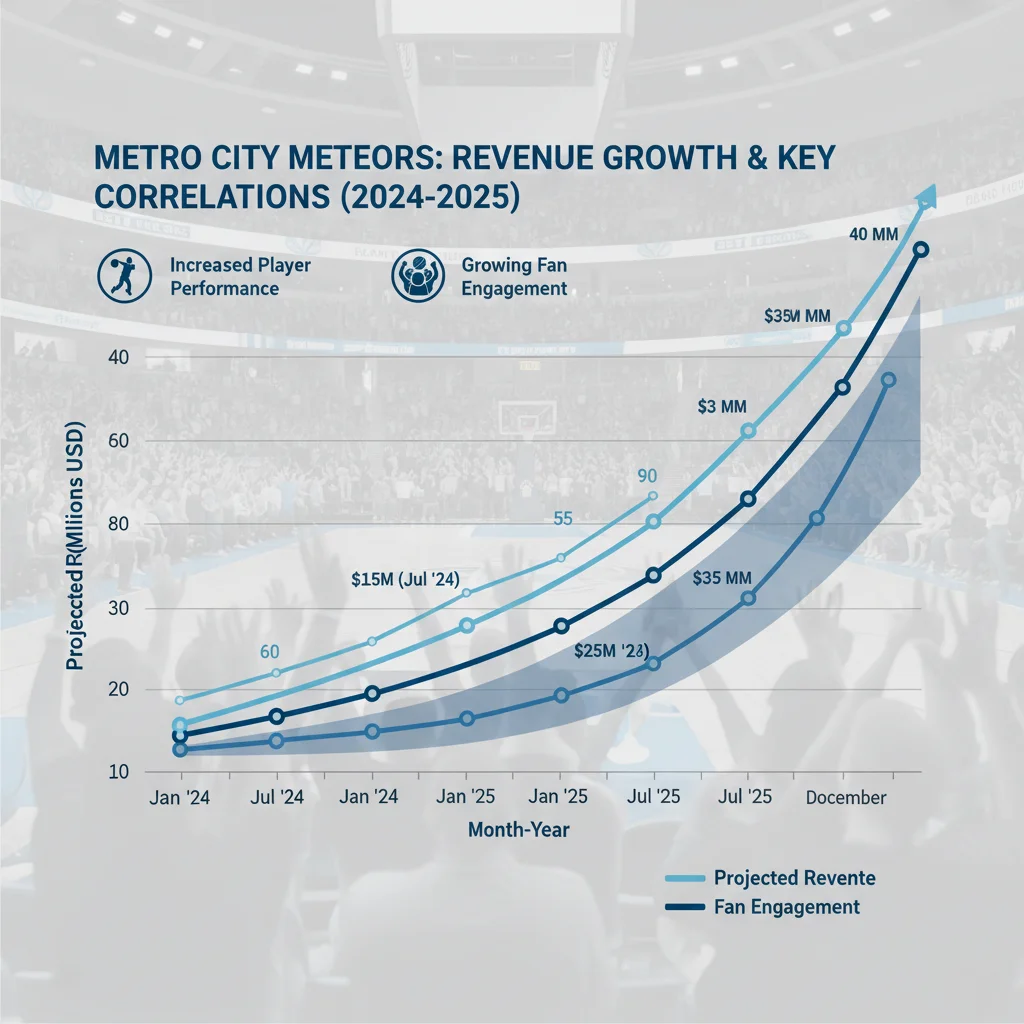 Projected revenue growth graph for basketball franchise