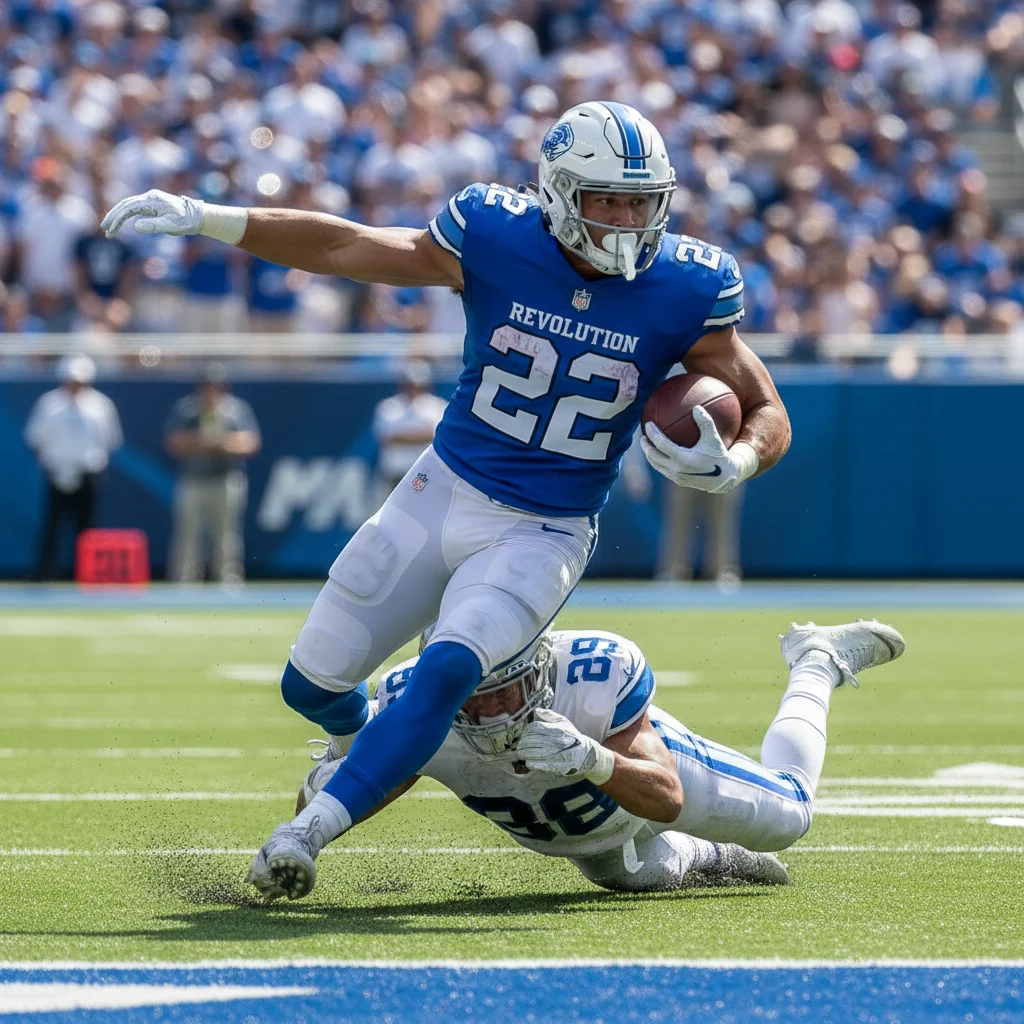 Running back breaking tackle with agility