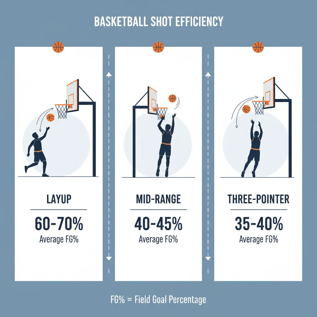 Infographic comparing efficiency of various basketball shot types.