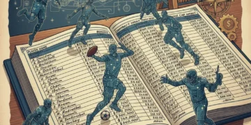 Financial ledger with player contracts and salary cap numbers in sports