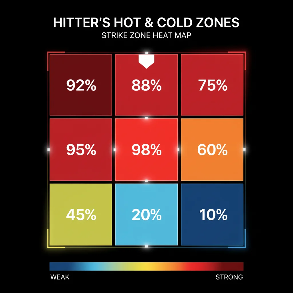 Baseball strike zone heat map showing hitter's strong and weak areas