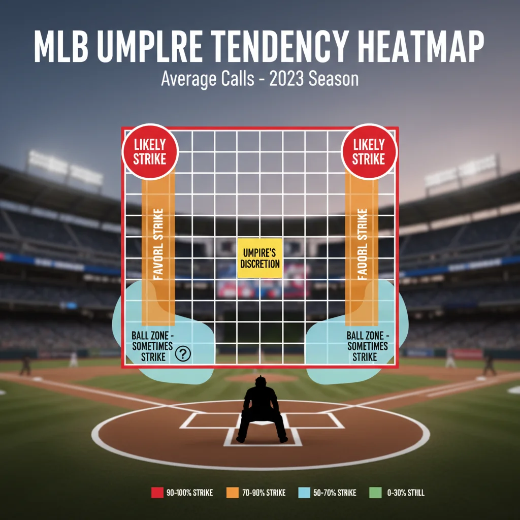 Strike zone grid showing umpire tendency hotspots for called strikes