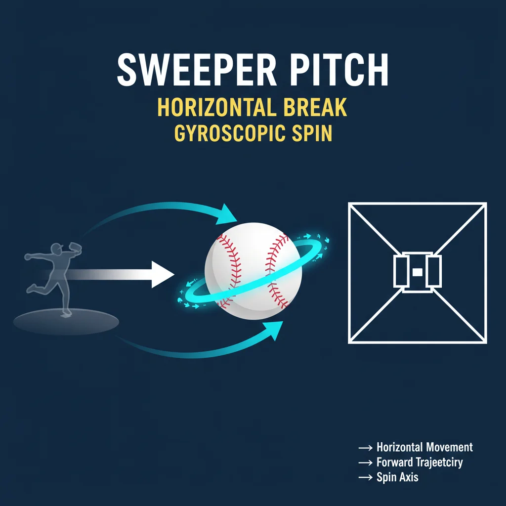 Diagram illustrating the horizontal movement and spin of an MLB sweeper pitch