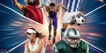 Dynamic collage of five under-the-radar athletes in action, symbolizing their potential breakout success.